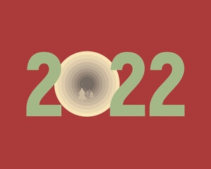 new year 2022, red background, in flat style vector
