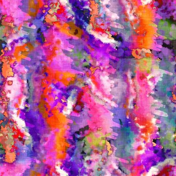Messy summer tie dye batik beach wear pattern. Seamless colorful stain space dyed effect fashion. Washed out soft furnishing background. © Nautical