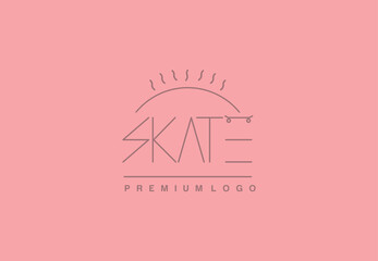 Skateboard premium logo simple design line art