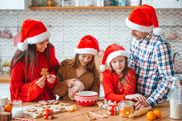 Happy family bake cookies for Christmas