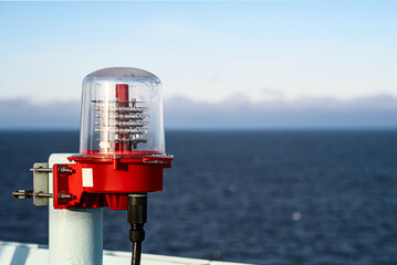 External deck lights of the ship. Signal marker lamp of the ship.