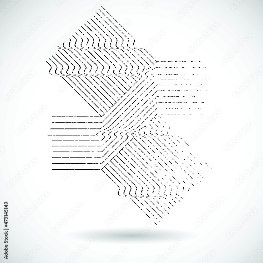 Fototapete Glitch distorted geometric shape . Minimal art design . Noise destroyed  logo . Trendy defect error shapes . Glitched frame .Broken effect .Grunge texture . Distressed element .vector 