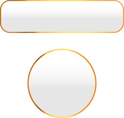 White glossy frames. Golden glossy buttons with white background on transparent background.