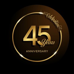 45th anniversary logo. Golden anniversary celebration emblem design for booklet, leaflet, magazine, brochure poster, web, invitation or greeting card. Rings vector illustrations. EPS 10