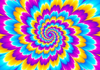 Colorful flower blossom. Optical illusion of movement.