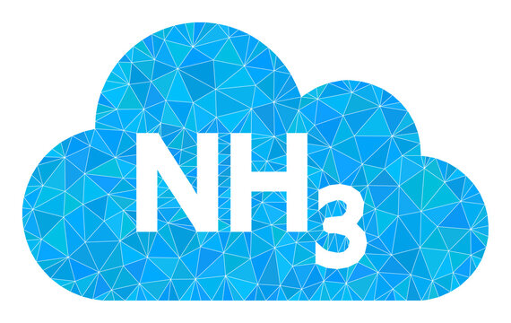 Low-poly ammoniac gas icon illustration is designed with scattered filled triangles. Triangulated ammoniac gas polygonal icon vector illustration. Ammoniac Gas icon is filled with triangles.