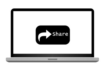 Bouton de partage des réseaux sociaux sur un écran d'ordinateur, illustration