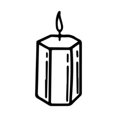 Fototapeta premium Burning wax candle. Hand-drawn vector illustration in doodle style