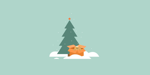 christmas card with christmas tree