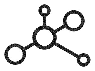 Low-poly connectivity icon illustration constructed with randomized filled triangles. Triangulated connectivity polygonal 2d vector illustration. Connectivity icon is filled with triangles.