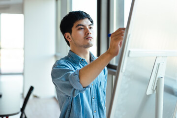 Fototapeta na wymiar portrait of young asian businessman man