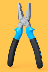Yellow hand tool pliers for repair and installation on yellow background