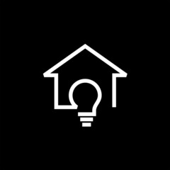 Smart home logo template with light bulb icon vector image , logo bull home , logo home bull 