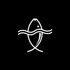 fish animal line logo design , fish logo design Vector Image ,logo fish line 