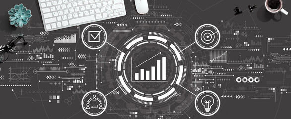 Marketing concept with a computer keyboard and a mouse
