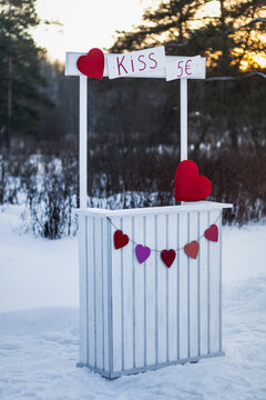 Booth with hearts for Valentine's Day decorations