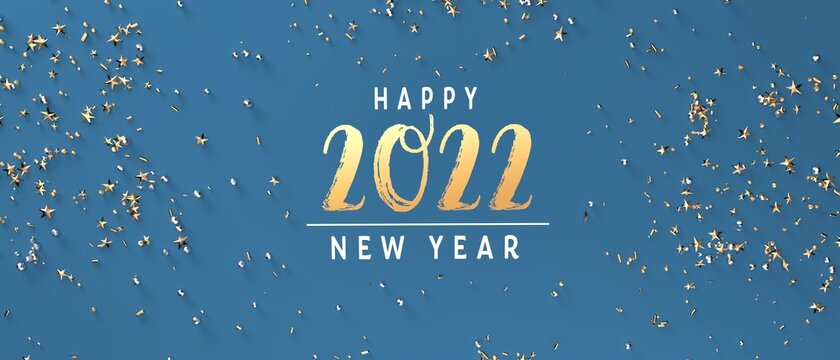 2022 New Year celebration theme with confetti - 3D render