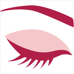 Obraz premium Closed female eye with eyelashes and eyebrow. Eye icon isolated on white. Vector stock illustration.