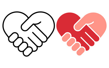Heart Shaped Handshake Icon. Vector illustration. Eps