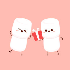 Marshmallow cartoon. marshmallow character design. Christmas day.