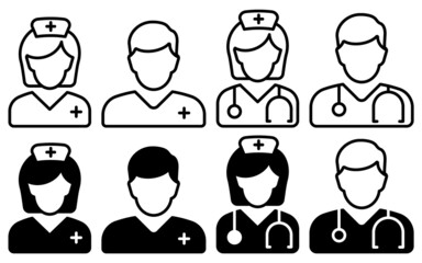 Medical Team Icon. Simple linear icon for a group of doctors. Vector illustration.