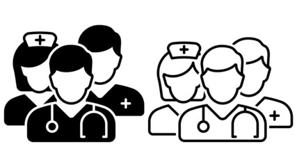 Medical Team Icon. Simple linear icon for a group of doctors. Vector illustration.