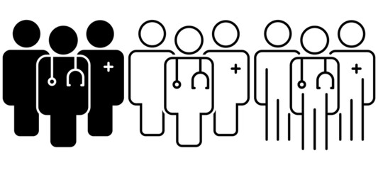 Medical Team Icon. Simple linear icon for a group of doctors. Vector illustration.