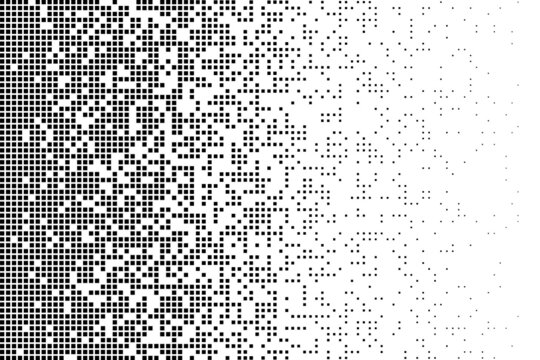 Pixel mosaic. Pixelated pattern, dispersion grayscale background. Business art gradient, square flying. Halftone matrix, blocks falling recent vector texture