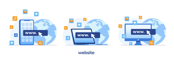 website development flat vector template concept, technology for business