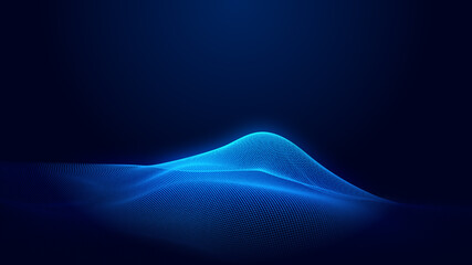 Abstract dot blue wave gradient texture technology background.