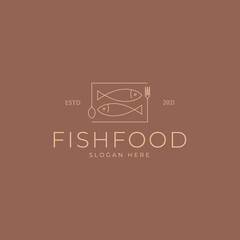 Fish food restaurant simple moniline logo design