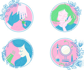 Female Care and Spa Icon Set