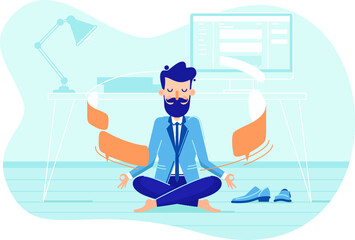 Businessman in Working Balance of Zen