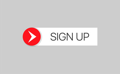Sign up white button vector illustration for web