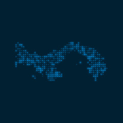 Panama dotted glowing map. Shape of the country with blue bright bulbs. Vector illustration.