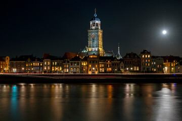 Fototapeta na wymiar City scenic from Deventer at night in the Netherlands
