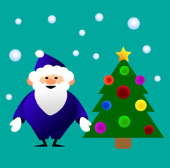 Santa claus tree new year red green blue christmas