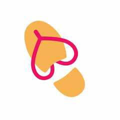 The symbol of minimalistic shoes thocks is a flip-flop. A heart of lines. On an isolated background