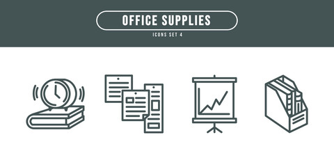 Office Business Supplies Simple Icon Set