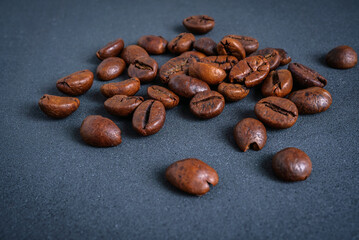 Coffee beans isolated on gray background