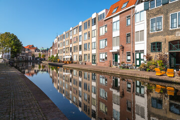 Fototapeta na wymiar Canal houses in the center of Schiedam.