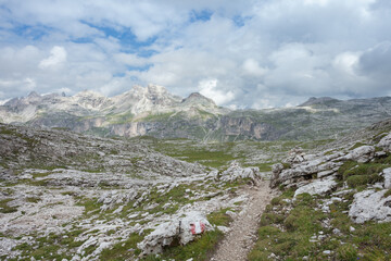 Fototapeta na wymiar Landscapes from the top of the Sass Ciampac, in Dolomites