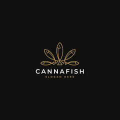 Cannabis fish logo design vector illustration