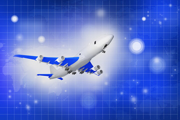 Naklejka na ściany i meble 3d illustration airliner aiplane transportation concept 