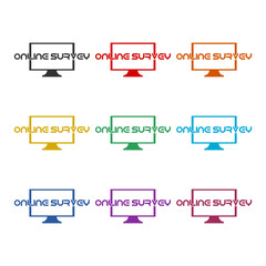Online survey icon isolated on white background, color set