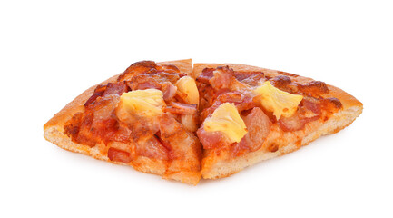 Delicious hawaiian pizza isolated on white background.