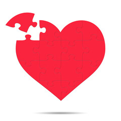 Rotes Herzpuzzle vor wei&szlig;em Hintergrund