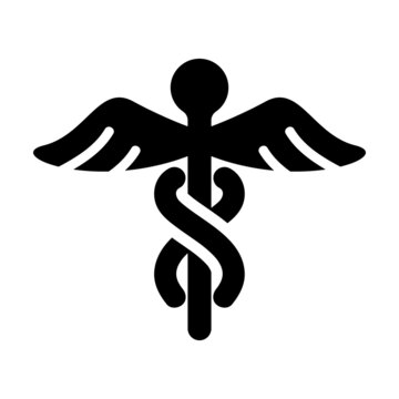 Caduceus medical symbol on white background