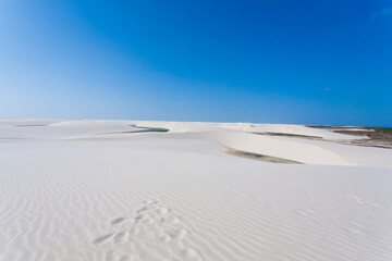White sand dunes panorama from Lencois Maranhenses National Park, Brazil.