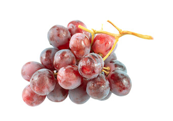 A bunch of red grapes isolated on a white background close-up.
